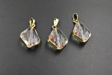 French Crystal Soldered Pendants, Crystal Teardrop Oval, Black